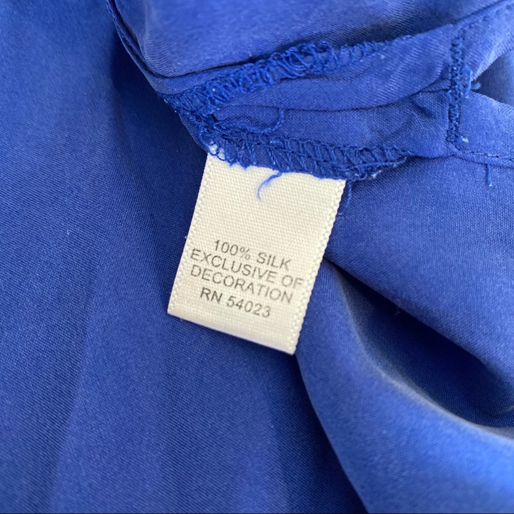 BANANA REPUBLIC Blue Silk Embroidered Three Quarter 3/4 Sleeve Tunic Blouse - Picture 8 of 8